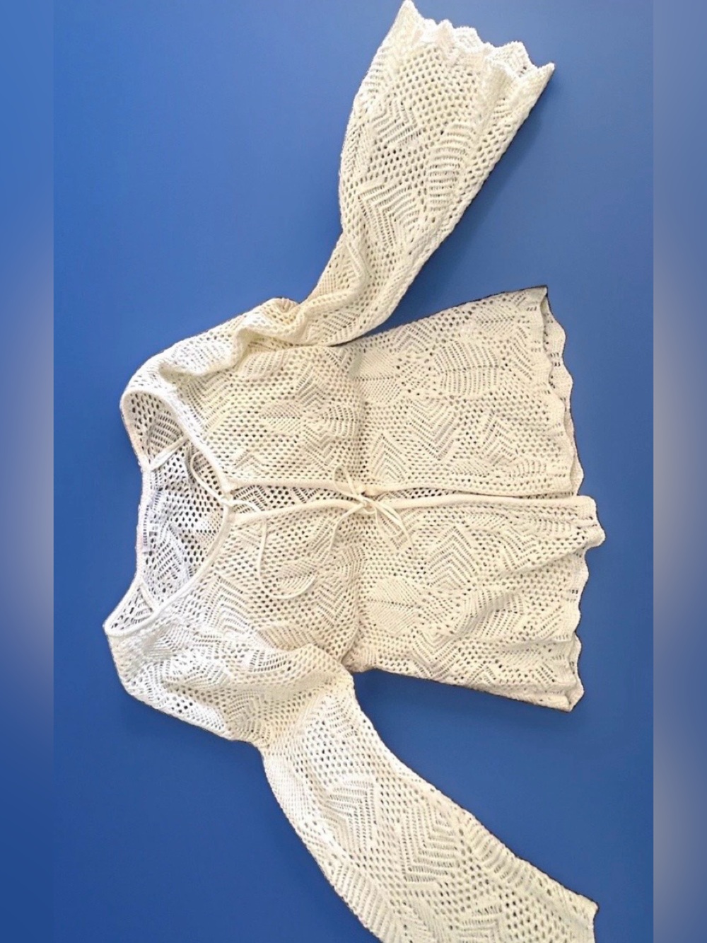 Celebrity Pink XL Cream Crochet Tie-Front Sweater Top